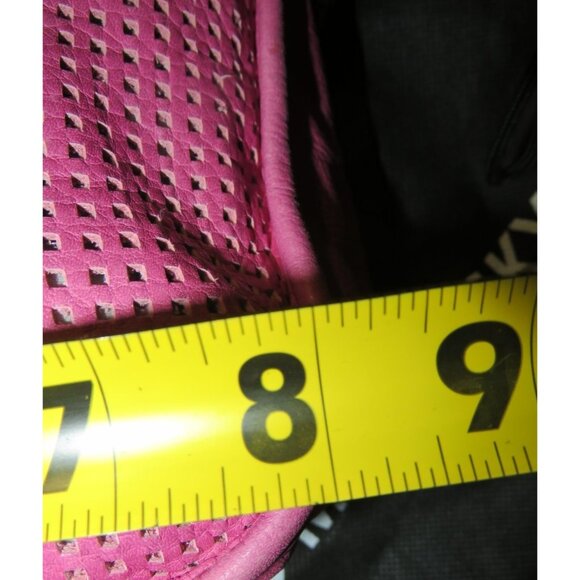 B. Makowsky Pink Lasercut perforated leather turnlock Crossbody Bag & dustbag - Picture 10 of 11